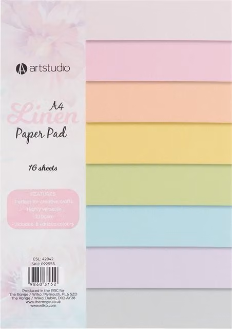 Art Studio A4 Linen Paper Pad, Multicolour