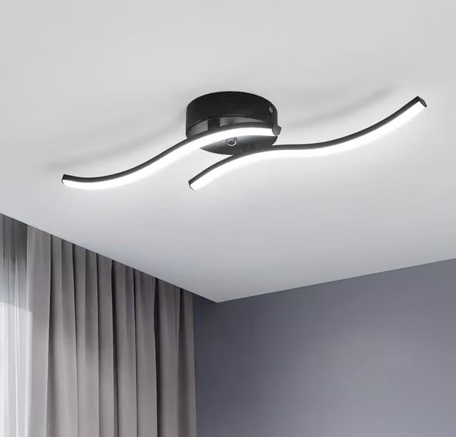Goeco Modern LED Ceiling Light, 12 W, Black Acrylic and Aluminium Chandelier with 6500 K Cool White Light