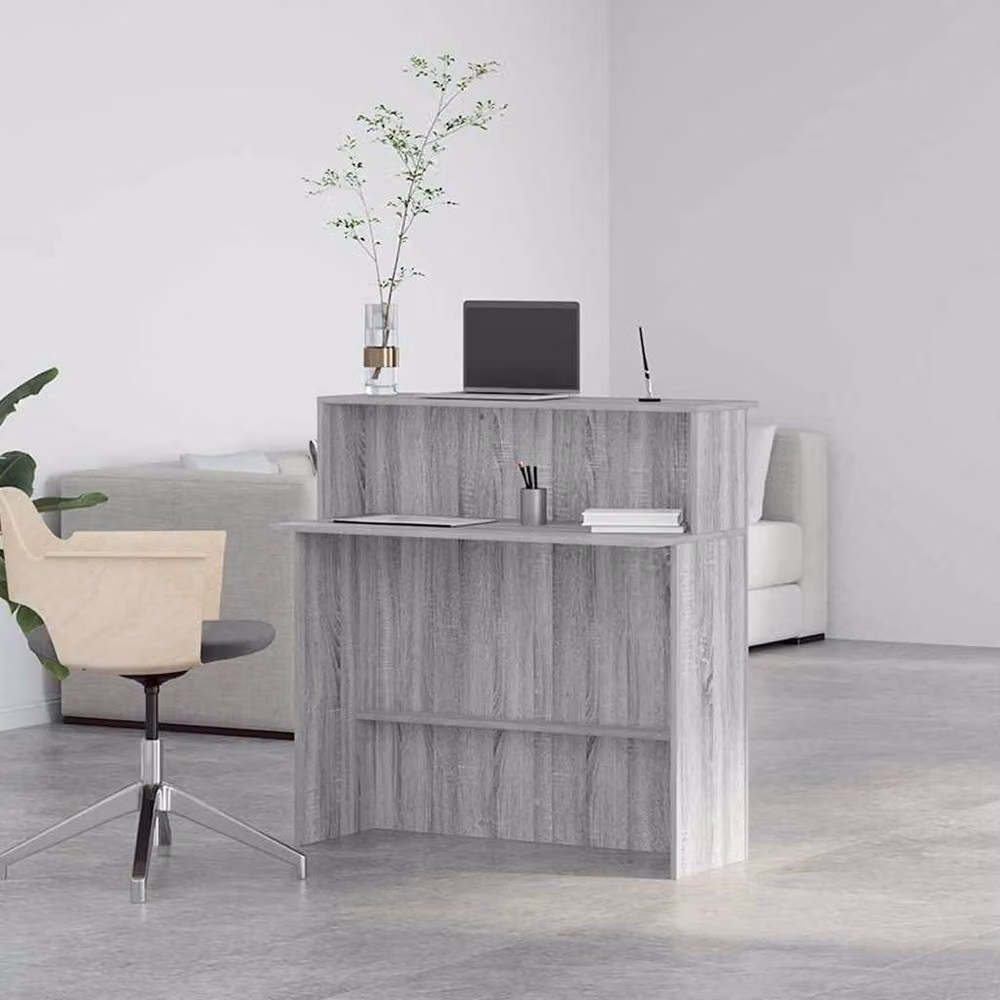 Berkfield Home Grey Sonoma Reception Desk in Engineered Wood W/D/H: 100 x 50 x 103.5 cm – 2