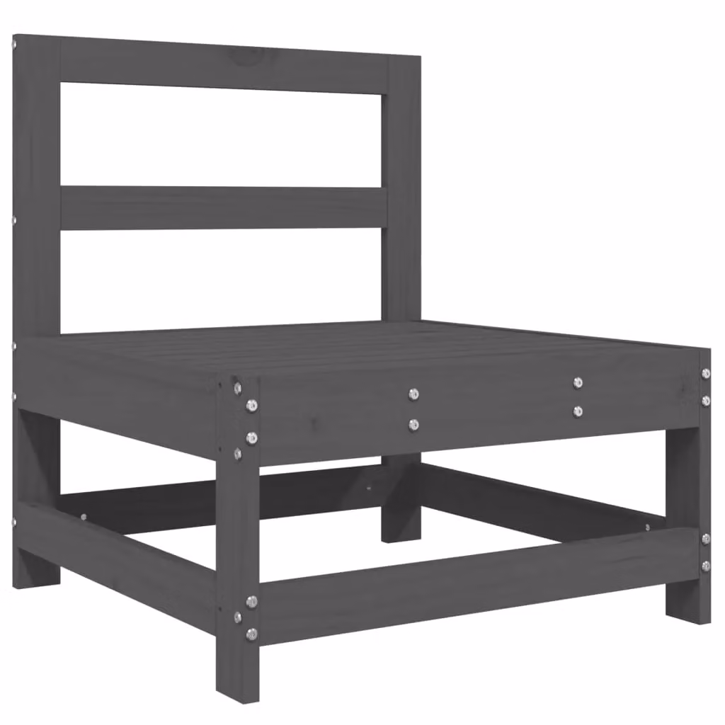 Berkfield Home Garden 2-Piece Middle Sofa Set in Grey Rustic Solid Pine Wood – 3