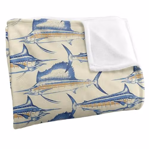 JQ Licensing Billfish Fishing Pattern 2 Silky Touch Super Soft Fleece Throw Blanket, Multicolour, W: 91 cm, D: 147 cm – 2