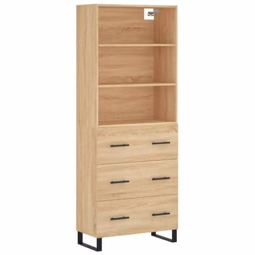 vidaXL Industrial Style Highboard Sideboard in Sonoma Oak, featuring Drawers and Shelves for your Living Room or Bedroom