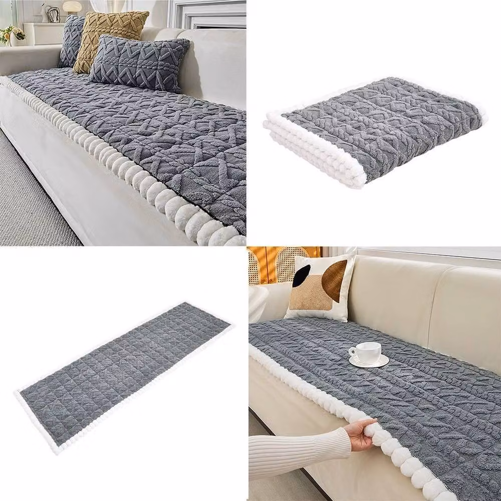 NESTLUNE Non-Slip Grey Stretch Elastic Sofa Slipcover, W: 210 cm, D: 70 cm, H: 120 cm – 2