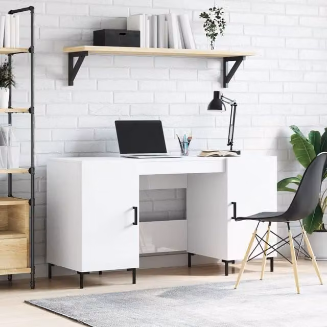 Berkfield Home High Gloss White Writing Desk, W/D/H: 140 x 50 x 75 cm – 1
