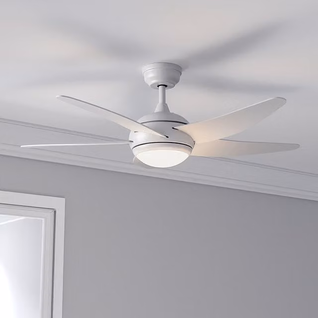 Livingandhome Dimmable LED Ceiling Fan Light with Remote Control and Acrylic Shade, White