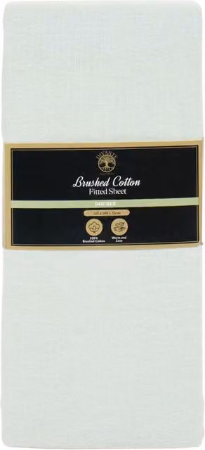 Divante Breathable Flannelette Brushed Cotton Fitted Sheet, Green, W/D/H: 140 x 200 cm