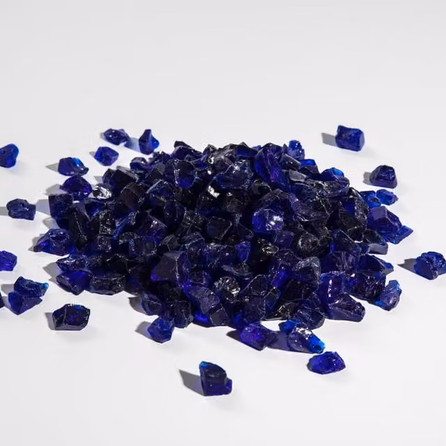 Teamson Home Blue Tempered Fire Glass Lava Rocks for Outdoor Gas Fire Pits, 4kg