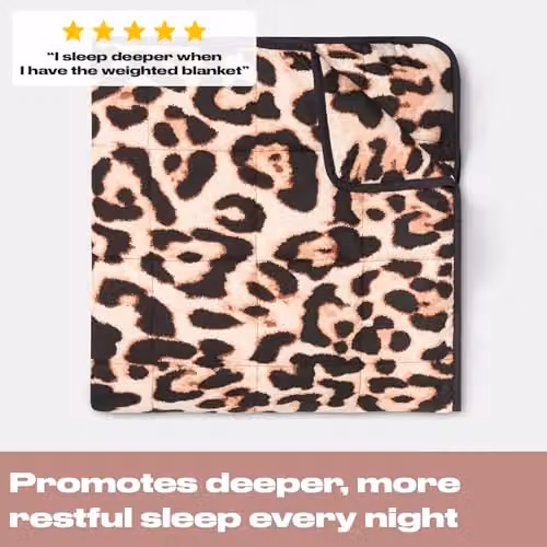 OHS Leopard Weighted Blanket for Adults, 8kg, Brown, W/D/H: 150 x 200 cm – 5