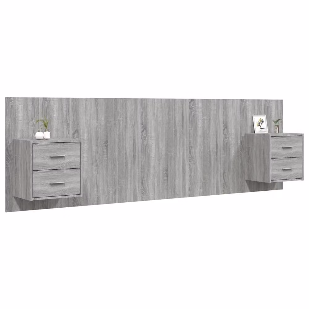 Berkfield Home Bed Headboard with Integrated Nightstands in Grey Sonoma Engineered Wood – 2