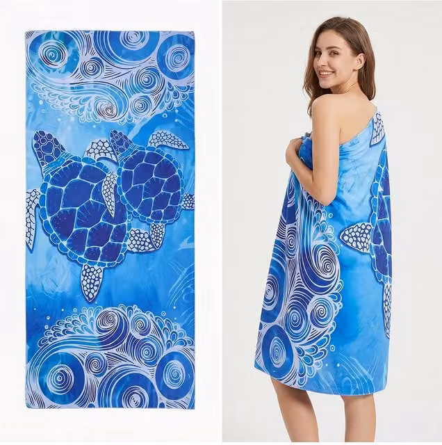 Living and Home Maritime Blue Microfibre Beach Towel, Quick Drying, 90 x 90 cm – 1