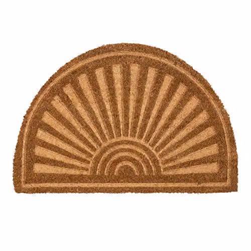 Nicola Spring Half Moon Coir Door Mat, Brown, W/D: 60 x 40 cm – 1