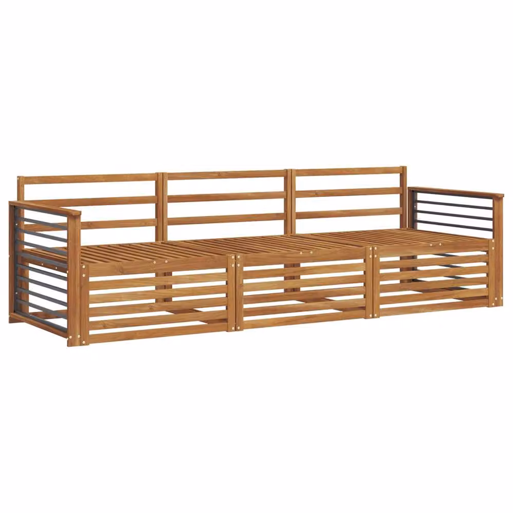 Berkfield Home 3-Piece Outdoor Sofa Set in Brown Solid Acacia Wood – 2