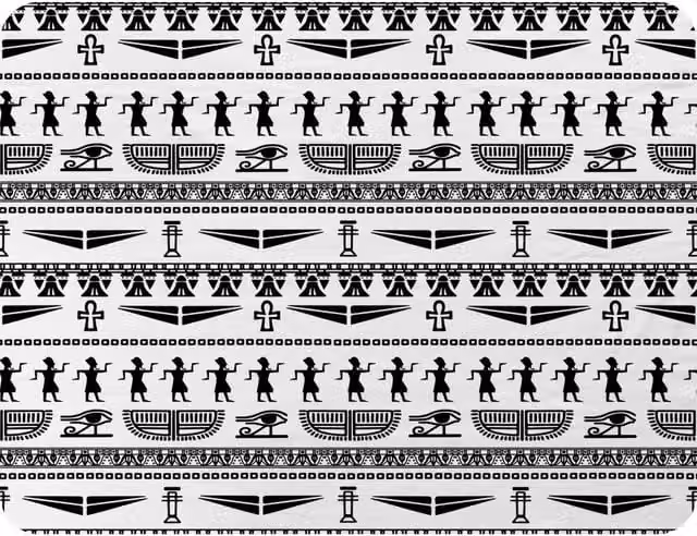 Benjamin Tate Design Ethnic Tribal Egyptian Art Fleece Blanket in Black and Beige, W/D/H: 120 x 150 cm – 2