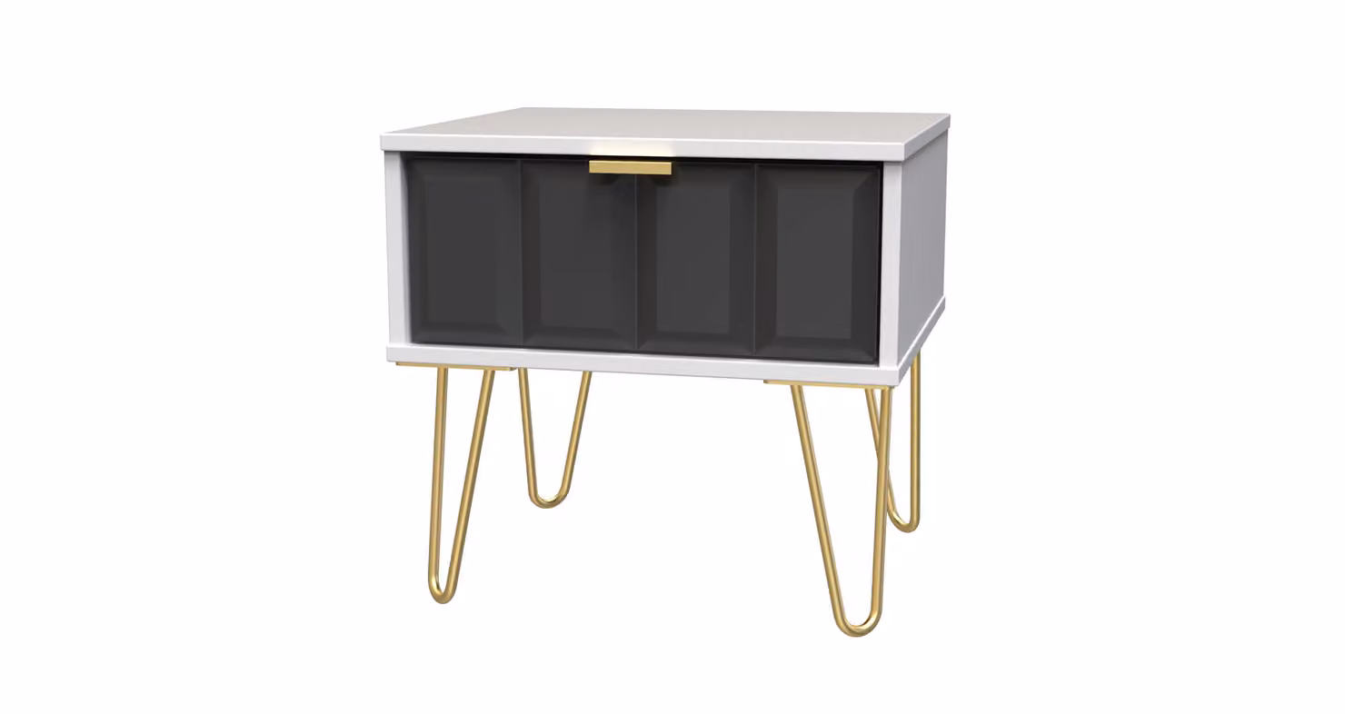 2 U Metro Ready Assembled 1 Drawer Bedside Table in Dark Grey and Gold – 2