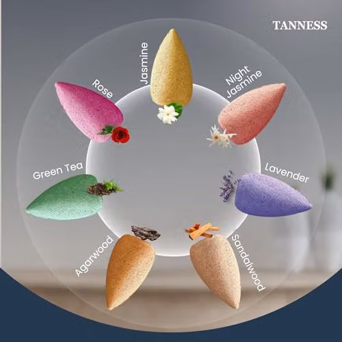 Tanness 100 Pieces Mixed Natural Scented Backflow Incense Cones in Multicolour Floral, Fresh and Woody Fragrances – 5