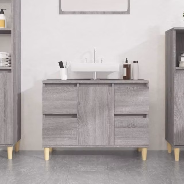 Berkfield Home Grey Sonoma Sink Cabinet W/D/H: 80 x 33 x 60 cm – 1