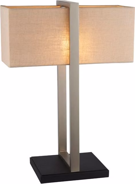 Loops Table Lamp with Rectangular Natural Linen Shade and Matt Black Metal Base