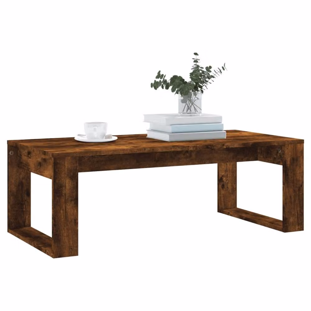 Berkfield Home Smoked Oak Coffee Table in Brown, W/D/H: 102 x 50 x 35 cm – 3
