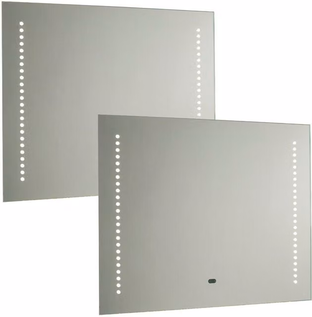 Loops 2 Pack IP44 LED Bathroom Mirror with IR Switch and Shaver Socket, Silver, W: 50 cm, H: 60 cm