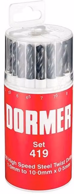 Dormer A191 High Speed Steel Twist Drill Set, Metric, Multicolour