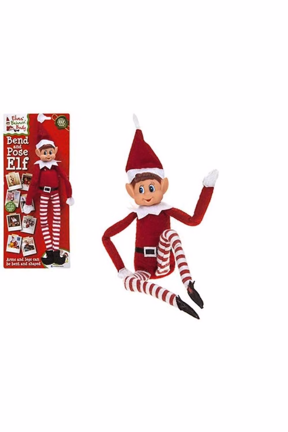 KDMD Bendable Red Christmas Elf Figure with Vinyl Head on Card – 2