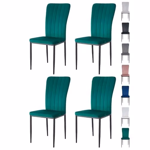 mcc direct Elle Set of 4 Green Velvet High Back Dining Chairs with Metal Legs – 1
