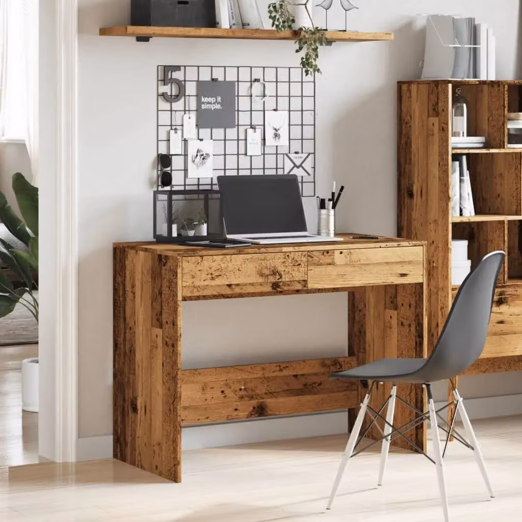 Berkfield Writing Desk in Brown Old Wood, W/D/H: 101 x 50 x 76.5 cm – 3
