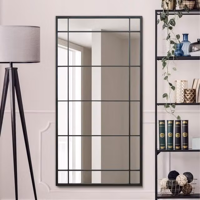 MirrorOutlet Tabula Black Modern Rectangular Wall Mirror, Black, Width: 160 cm