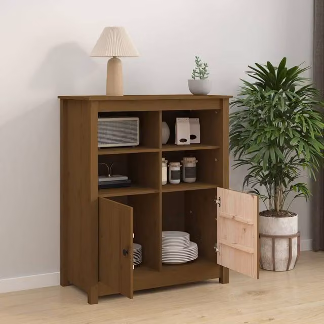 Berkfield Home Honey Brown Solid Wood Pine Sideboard W: 83 cm, D: 41.5 cm, H: 100 cm