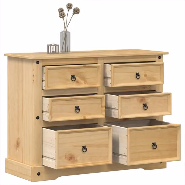 Berkfield Home Corona Chest of Drawers in Brown Solid Wood Pine, W/D/H: 120 x 48 x 91 cm – 1