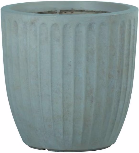 KDMD Hortus Set of 3 Ribbed Ceramic Outdoor Planters in Grey and Green – 1