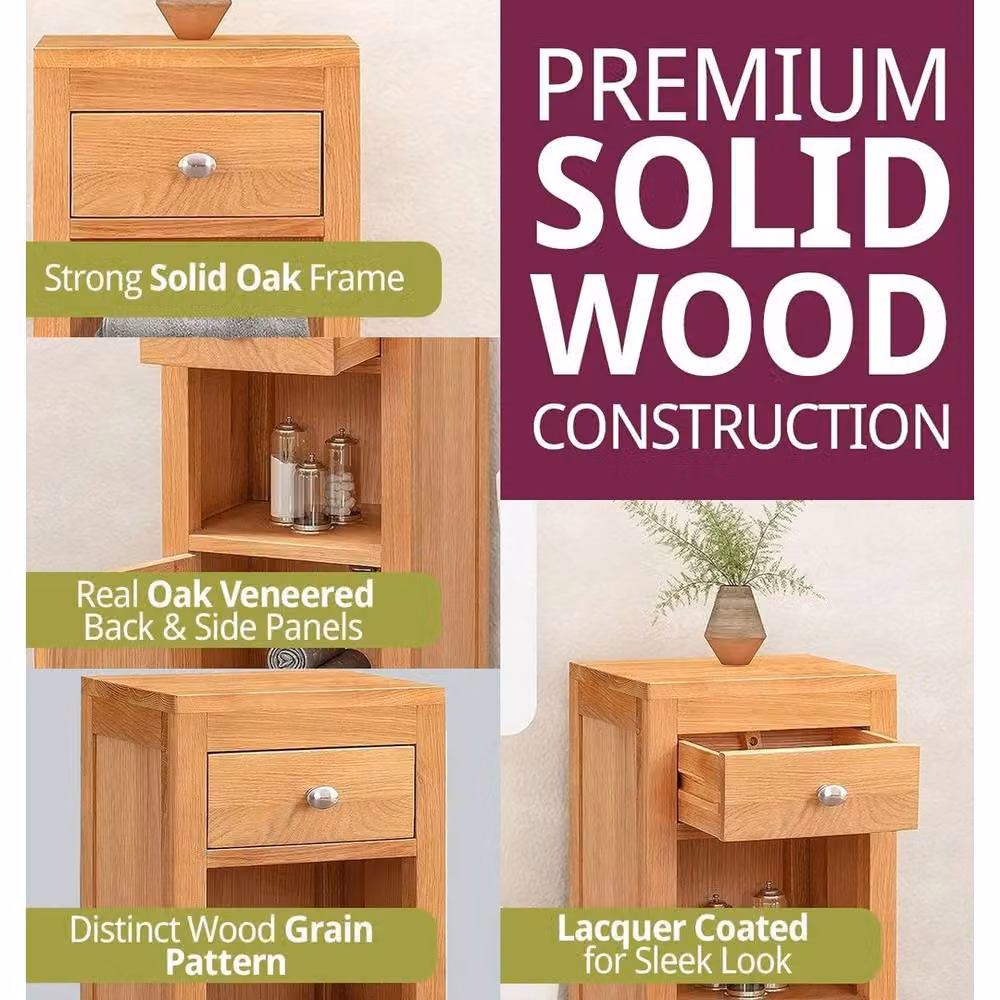 FORGEVIO Scandinavian Style Bathroom and Hallway Storage Cabinet in Light Oak – 5