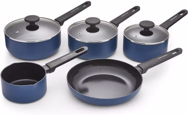 Morphy Richards 5 Piece Non-Stick Recycled Aluminium Saucepan Set in Blue
