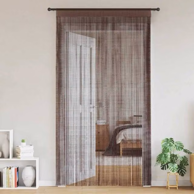 Berkfield Home String Curtains, 2 Pack, Brown, W: 140 cm, H: 250 cm