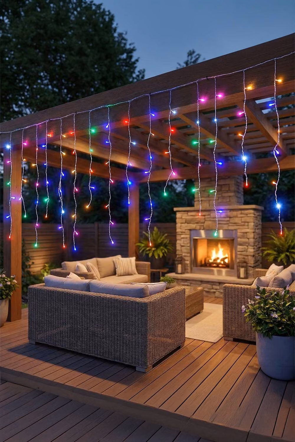 Living and Home Solar-Powered White LED Icicle String Lights with Remote Control and Dusk Sensor – 2