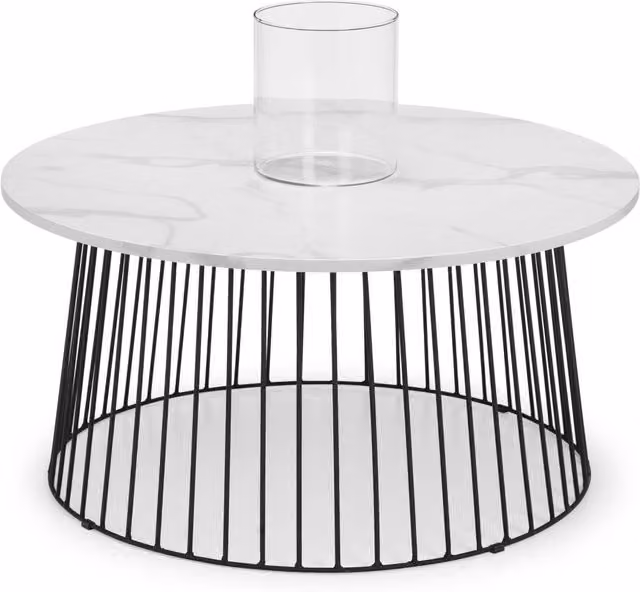 netfurniture West End Round Coffee Table with White Marble Top, W/D/H: 80 x 80 x 40 cm