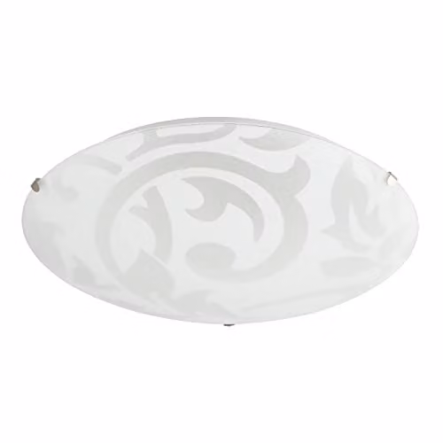 Happy Homewares Traditional Frosted White Floral Circular Glass IP20 Flush Ceiling Light Fitting, W/D/H: 30 x 30 x 8 cm