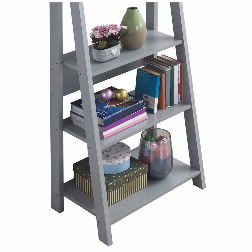 Timber Art Design Riva Retro 5 Tier Ladder Bookcase Display Shelf Unit in Grey – 3