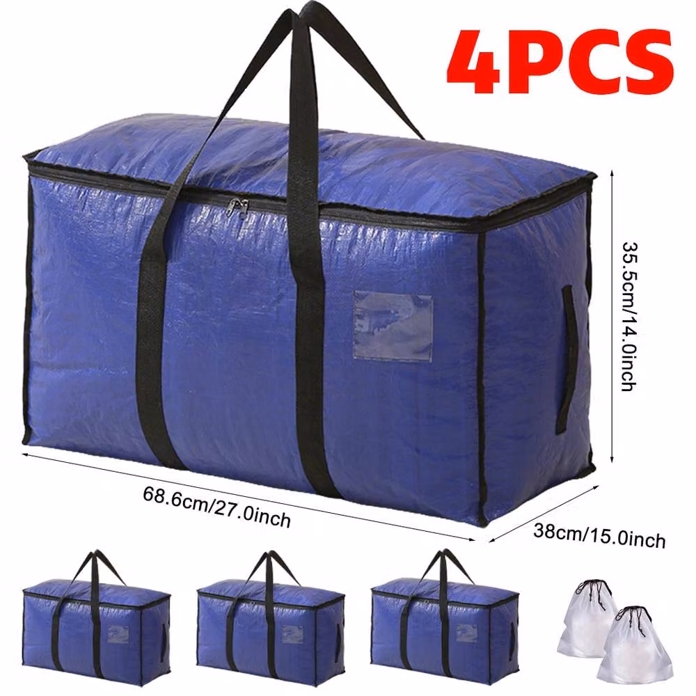Ventryn Set of 4 Heavy Duty Waterproof Moving Bags and Storage Totes in Blue – 2