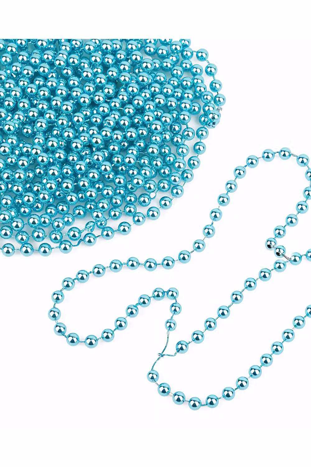 Neel Blue 9m Metallic Christmas Bead Chain, 7.5mm Shiny Turquoise Pearl Garland – 4