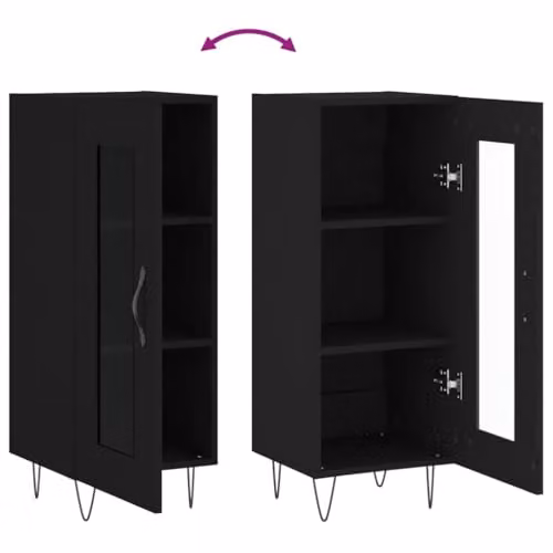 vidaXL Modern Black Sideboard with Glass and MDF, W/D/H: 34.5 x 34.0 x 90.0 cm – 4