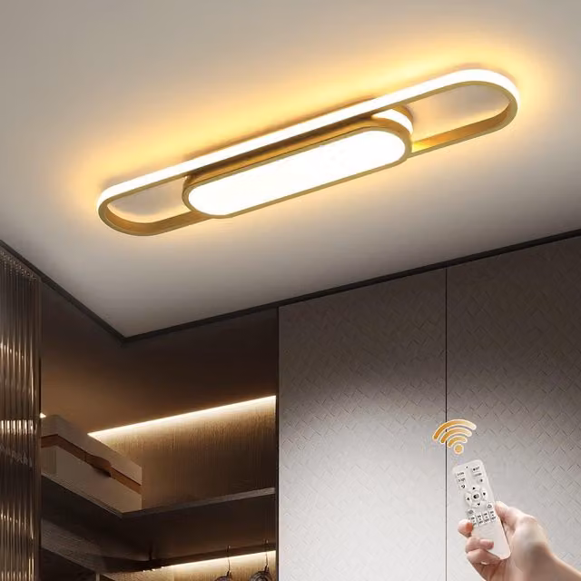 Garwarm Modern Dimmable Linear Gold LED Ceiling Light with Remote Control – 1