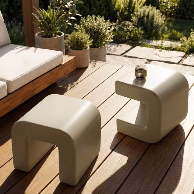 Wyld Haus Sand Beige Synthetic Side Tables, 2 Pack