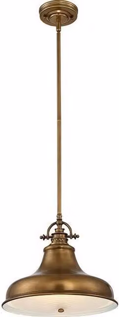 Netlighting Emery 1 Light Dome Ceiling Pendant in Yellow and Gold/Brass with E27 Socket – 1