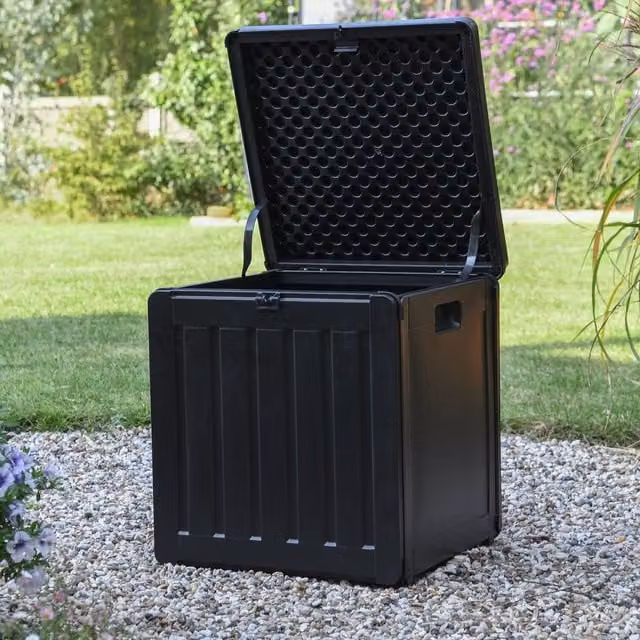 Garden Gear 75 Litre Plastic Garden Storage Box in Black