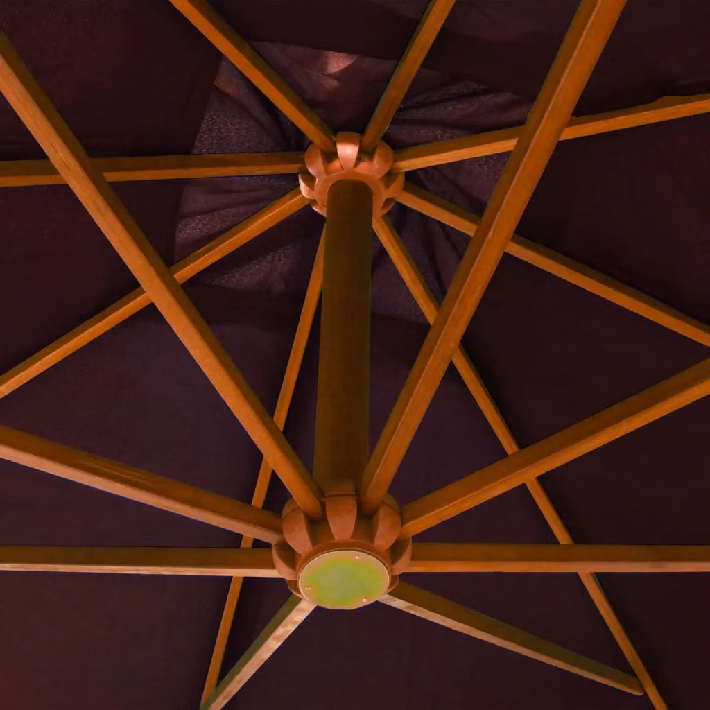 Berkfield Home Bordeaux Red Hanging Cantilever Parasol with Solid Fir Wood Pole, W 300 cm x D 300 cm – 3