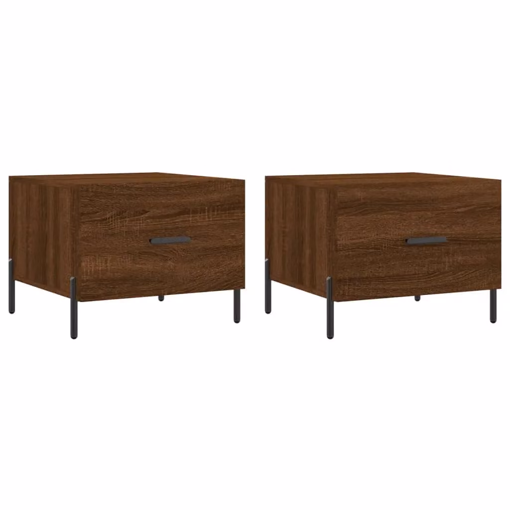 Berkfield Home Set of 2 Modern Square Coffee Tables in Brown Oak, W/D/H: 50 x 50 x 40 cm – 2
