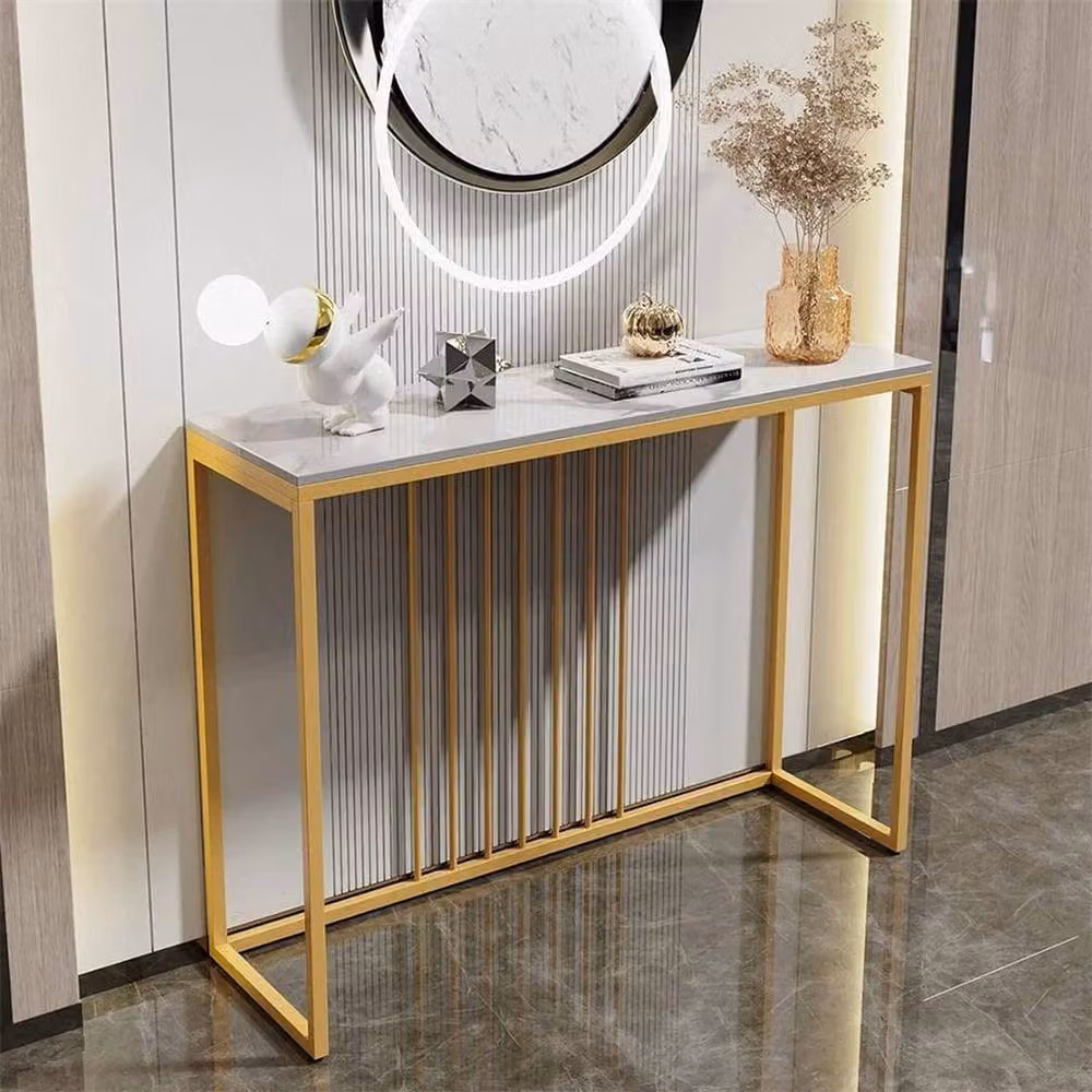 KORVIXA White Ceramic and Metal Console Table for Entryways and Hallways – 2