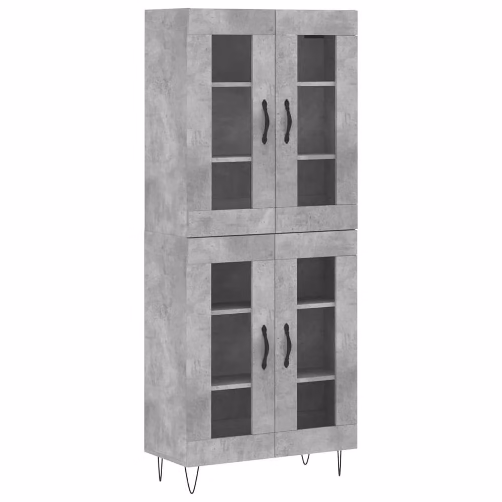 Berkfield Home Industrial Highboard in Concrete Grey with Glass Doors, W/D/H: 69.5 x 34 x 180 cm – 3