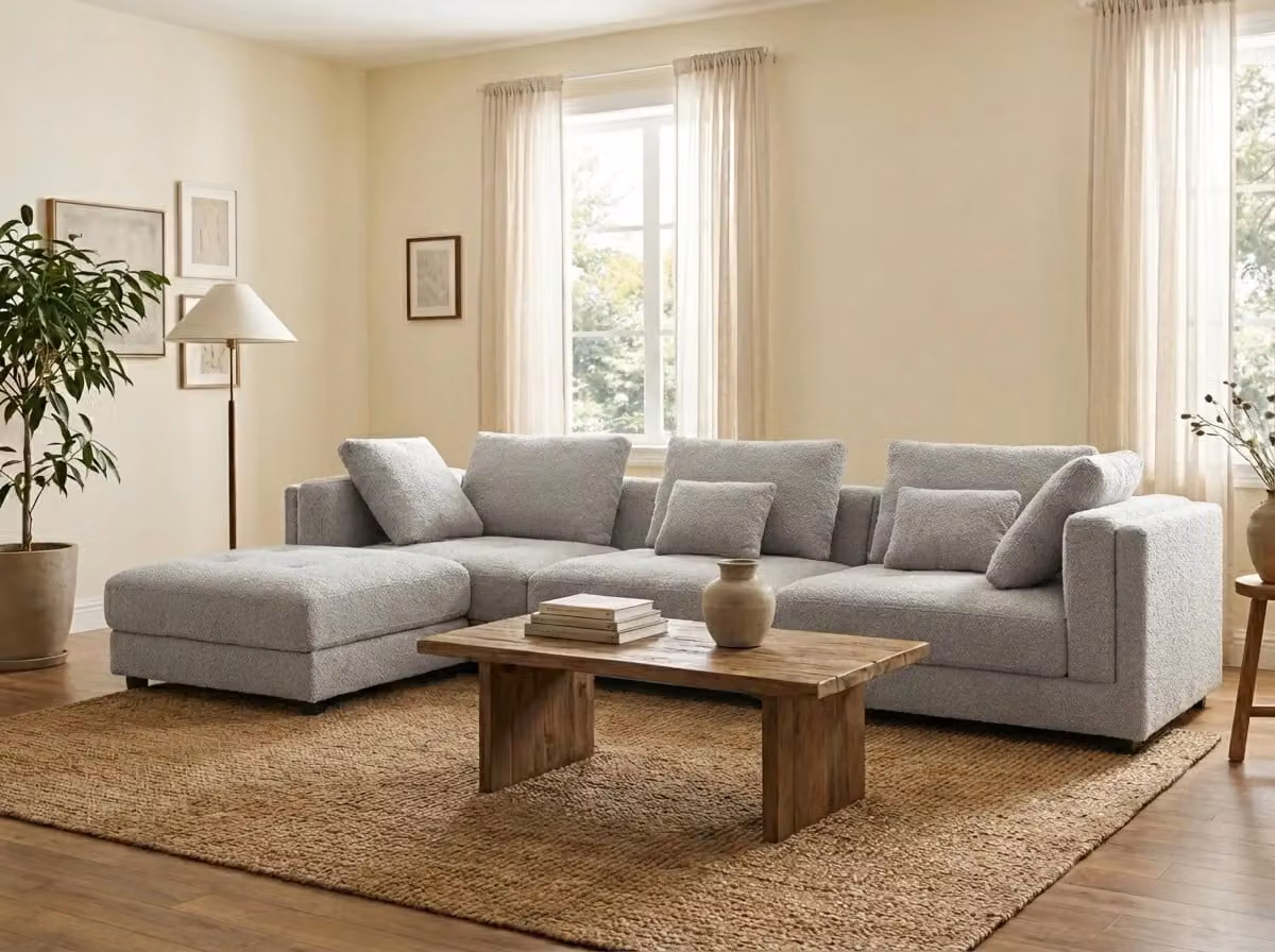 Araco Atelier Ollie 3 Seater Upholstered Fabric Sofa in Grey